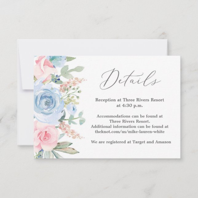 Détails bleu et bleu carte mariage (Devant)