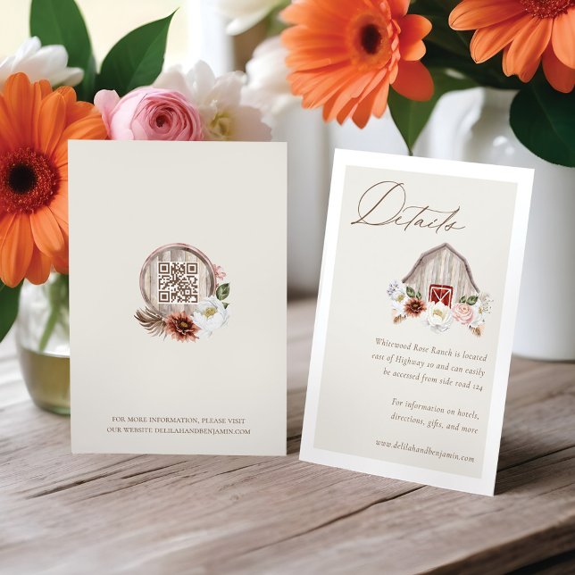 Details Blumenfarm Western Country Wedding Begleitkarte (Details Floral Farm Barn Western Country Wedding Enclosure Card)