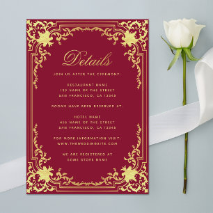 Details Burgund Falsches Gold Elegante Schrift Hoc Begleitkarte