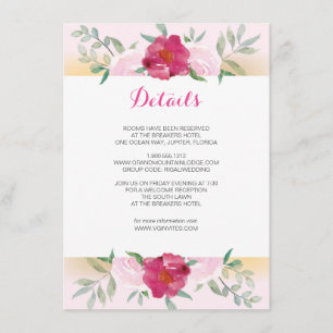 Détails Carte Fleurs et rayures roses