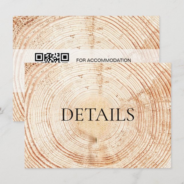 Détails Code QR Modèle Rustic Wood Mariage (Devant / Derrière)