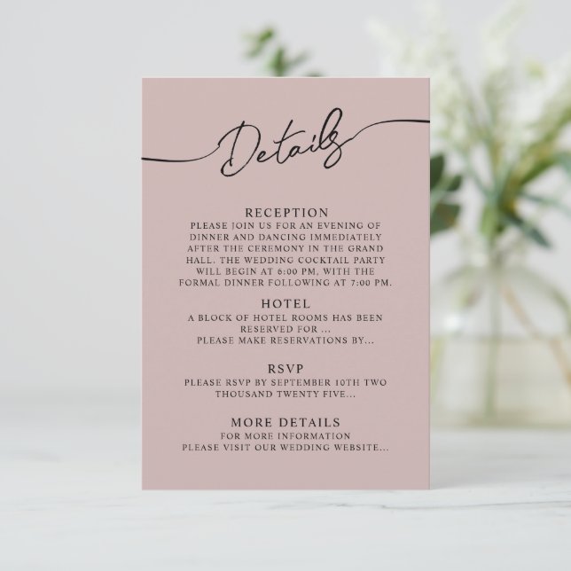 Détails de la carte de boîtier pour le Mariage Boh (Debout devant)