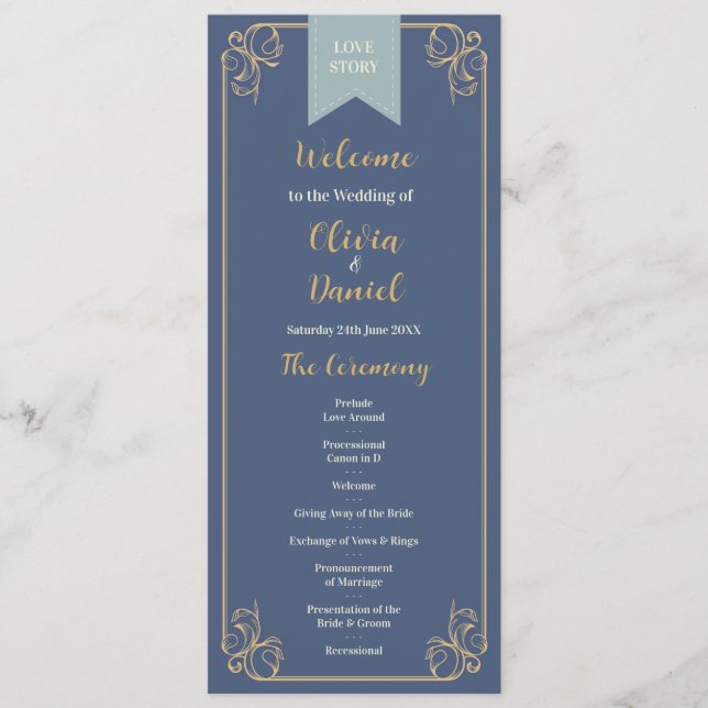 Détails de la cérémonie du menu Mariage de la bibl (Devant)