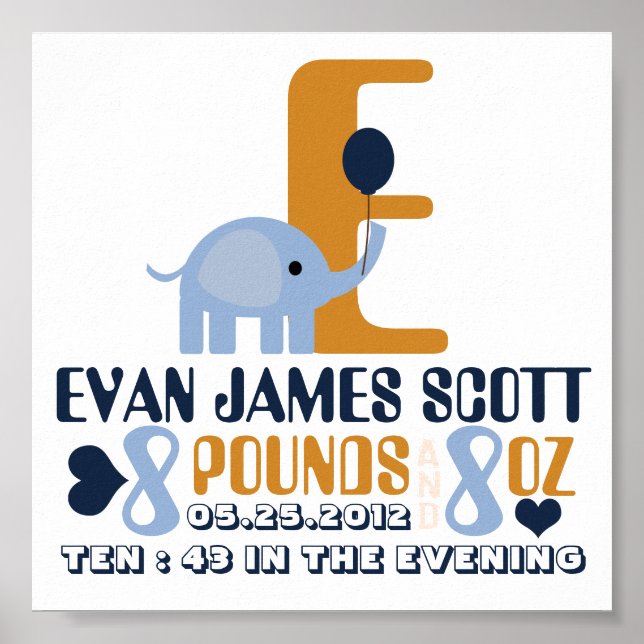 Détails de la date de naissance du bébé; Poster d' (Devant)