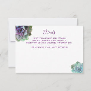 Détails de la Faire-part de mariage des succulents