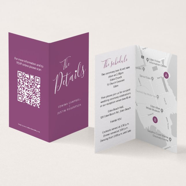 Détails de l'invité mariage calendrier carte code  (Inside and Outside)