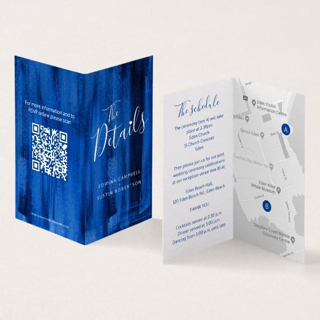 Détails de l'invité mariage carte code QR saphir b (Inside and Outside)