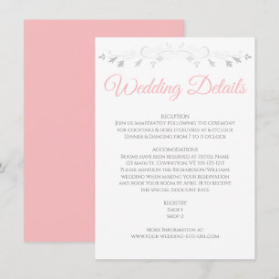 Détails de mariage élégant rose et gris Carte de b