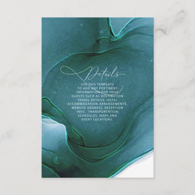 Détails de mariage Ink Flow Teal - Carte encart ID (Devant)