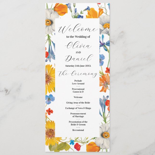 Détails de menu de cérémonie de mariage floral d'é (Devant)