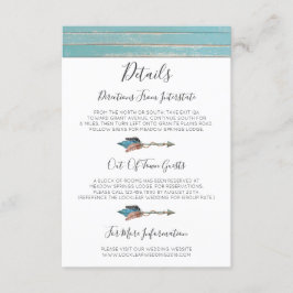 Details der rustikalen türkisfarbenen Holzfederung Begleitkarte