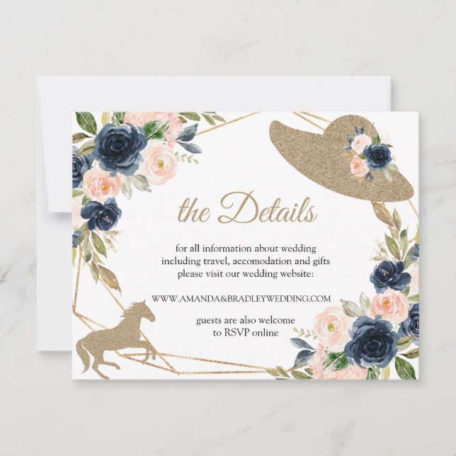 Détails du Mariage Blush & Navy Cartes de boîtier (Devant)