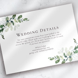 Détails du Mariage BUDGET Carte de boîtier Eucalyp