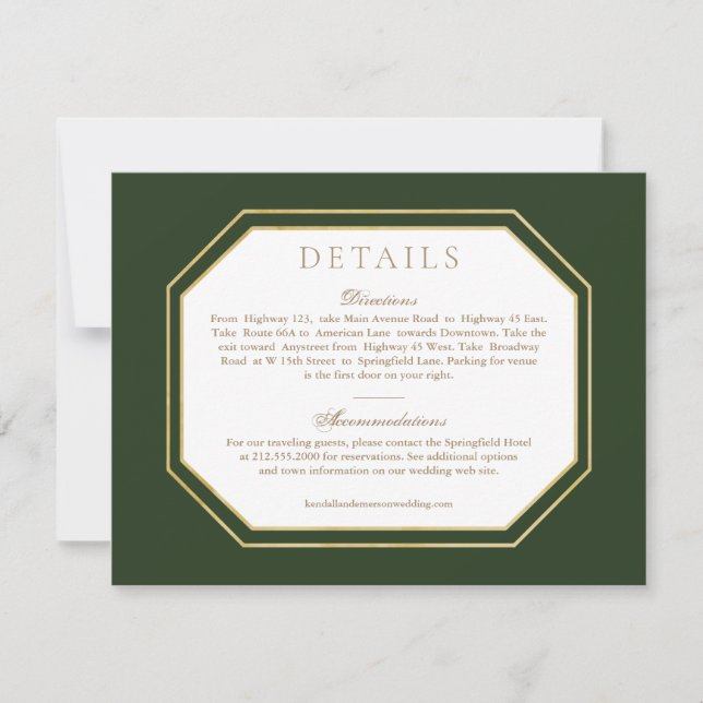 Détails du mariage Carte d'itinéraire *Golden Bloo (Devant)