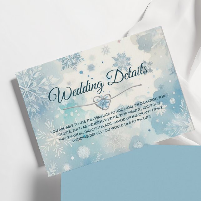 Détails du mariage d'hiver Carte avec flocons de n (Créateur téléchargé)