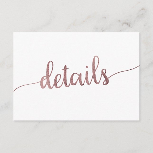 Détails du Mariage Gold rose Insérer une carte (Devant)