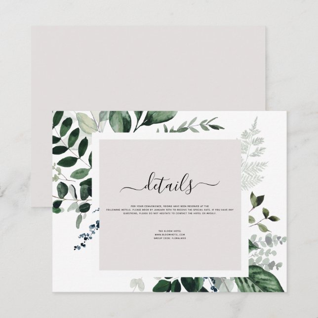 Détails du mariage Invitation Eucalyptus Green (Devant / Derrière)