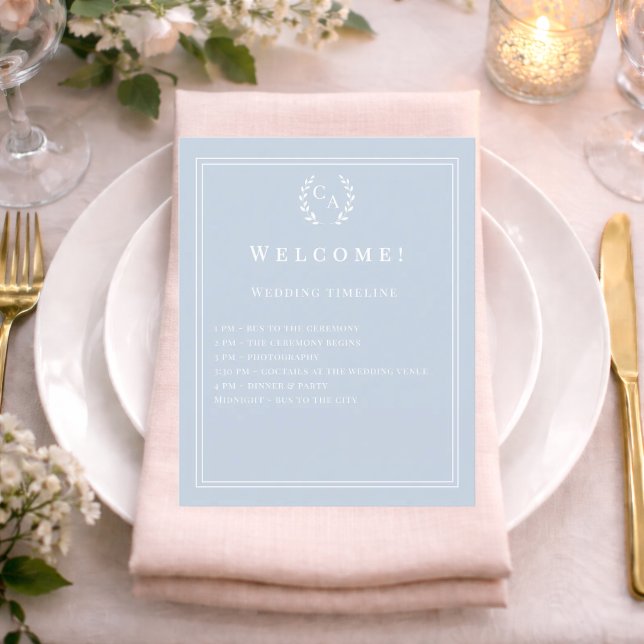 Détails du programme de mariage avec monogramme bl (Créateur téléchargé)
