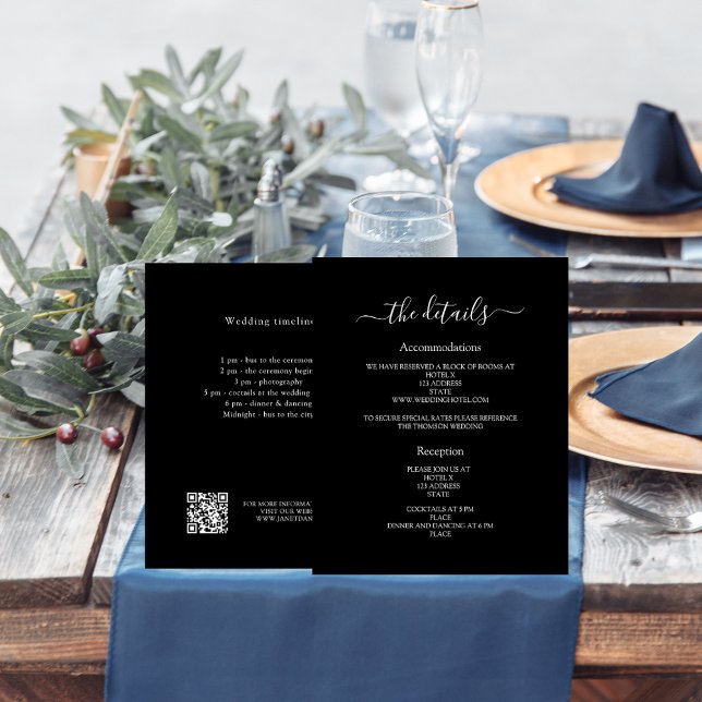 Détails du programme de mariage noir blanc Code QR (Créateur téléchargé)