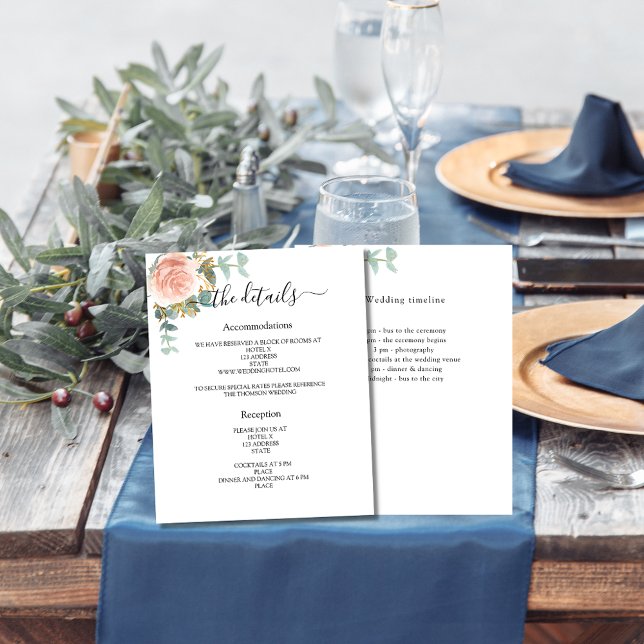 Détails du programme de mariage rose or floral ver (Créateur téléchargé)