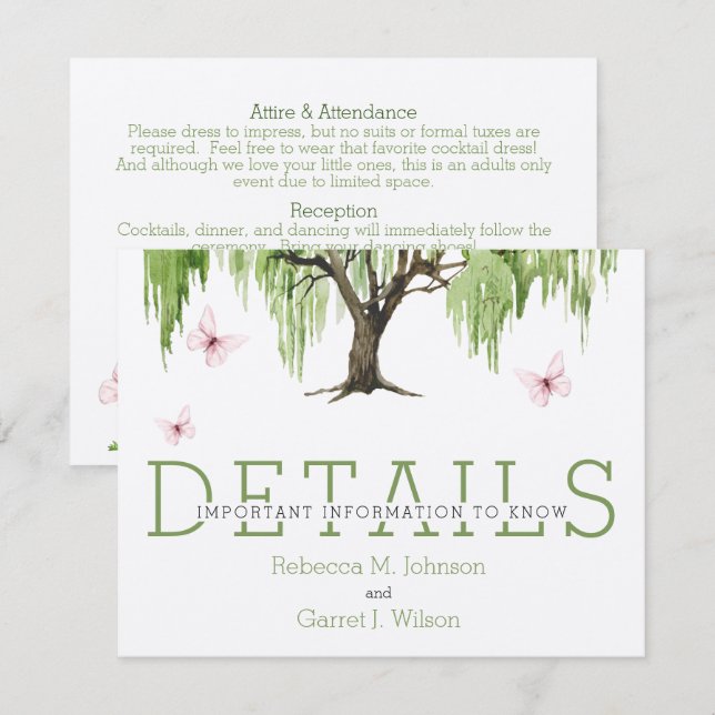 Détails du Willow de plaie / Carte du boîtier (Devant / Derrière)