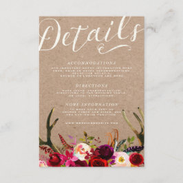 DETAILS | Elegant Floral Boho Rustic Antlers Begleitkarte