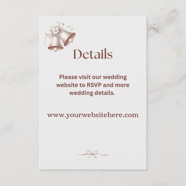 Details Enclosure Pink Wedding Bells Invitation  (Devant)
