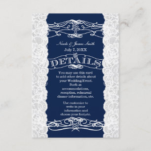 DETAILS für Hochzeitsauftritte in Blau und Weiß Begleitkarte