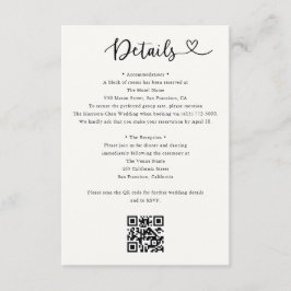 Details Herz QR Code RSVP Hochzeit Beilagekarte Begleitkarte