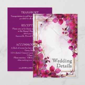 Details Hochzeit Fuchsia Verzauberung: Wasserfarbe Begleitkarte