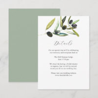 Details Hochzeitssaftkarte Wasserfarbenes Olive
