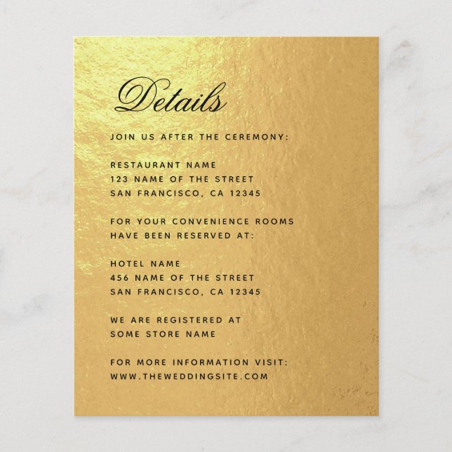 Details Imitate Gold Budget Hochzeitskarte (Vorderseite)