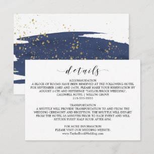Details-Karte für die Hochzeitsnacht und das Gold Begleitkarte