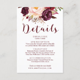 Details-Karte für florales Burgundy Begleitkarte