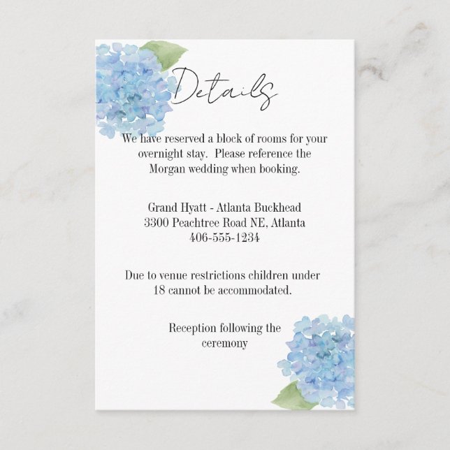 Details Karte Hochzeit Hydrangea (Vorderseite)