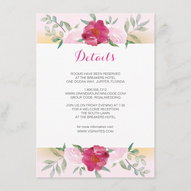 Details Karte Rosa Blume und Streifen (Vorderseite)