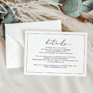 Détails minimalistes du Mariage budgétaire Cartes 