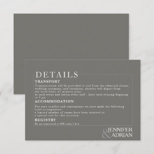 Détails minimaux du Mariage gris granit Invitation
