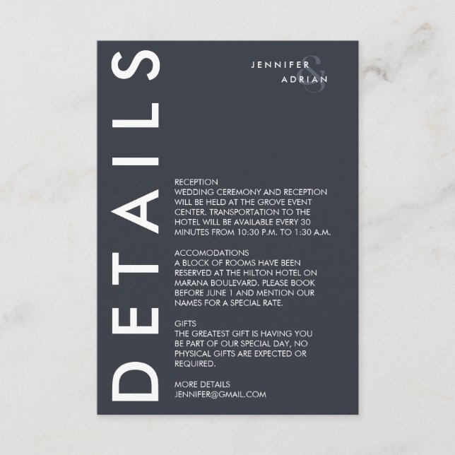 Détails minimaux du Mariage Invitation (Devant)