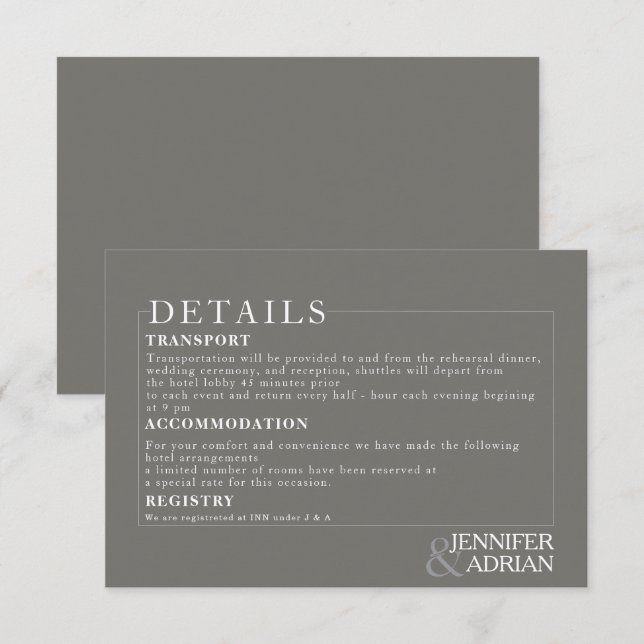 Détails minimaux du Mariage Invitation (Devant / Derrière)