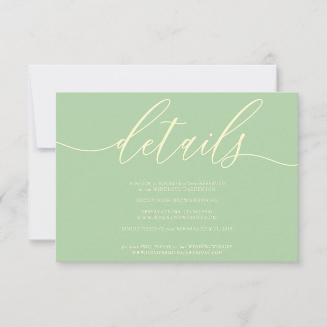 Details Pistachio & Cream Simple RSVP Karte (Vorderseite)