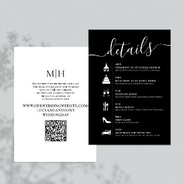 Details QR Code Schwarz und Weiß Hochzeitzeitvorga Begleitkarte
