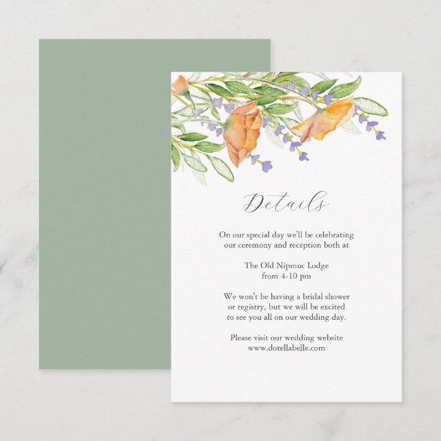 Détails Thème Fleur sauvage de la carte de boîtier (Devant / Derrière)
