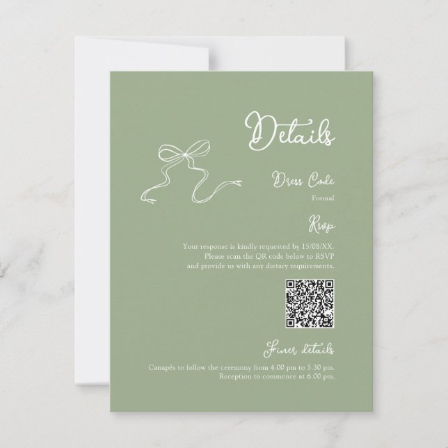 Détails Vert Sauge de l'Arche Code Qr RSVP (Devant)