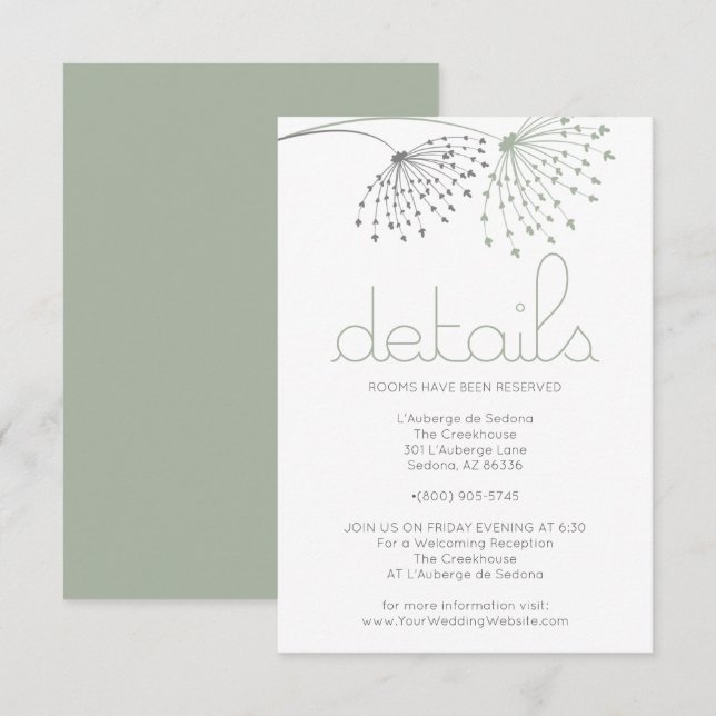 DETAILS | Weichteil-Grün-Doodle-Blume Einladung (Vorne/Hinten)