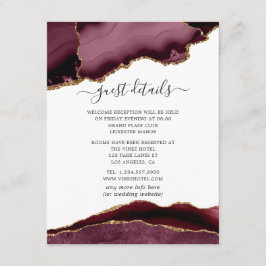 Details zu Burgund und Gold Agate Wedding Begleitkarte