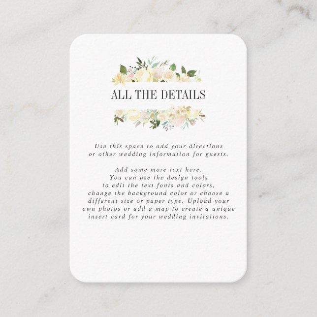 Details zu Creme und Sage WEDDING Begleitkarte (Vorderseite)