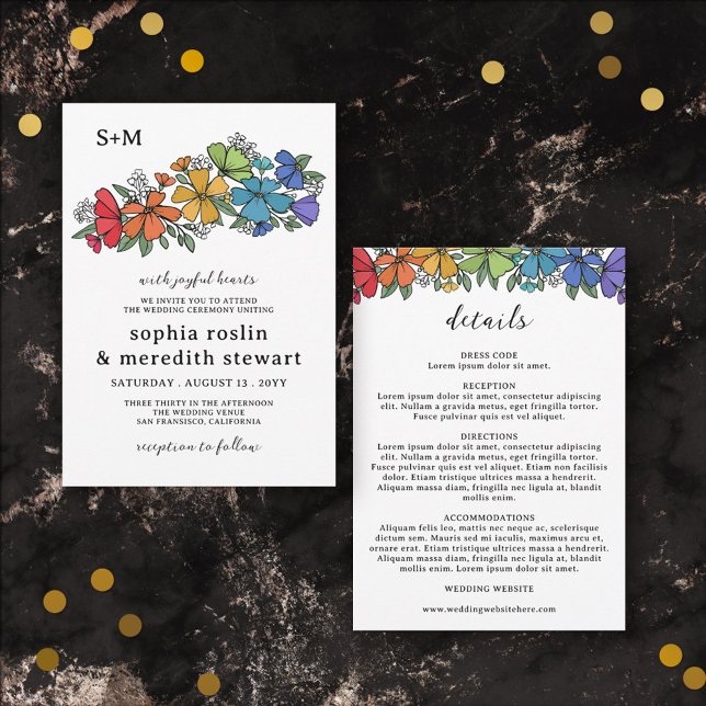 Details zu den Blume für Monogramm, LGBT-Hochzeit Einladung (Von Creator hochgeladen)