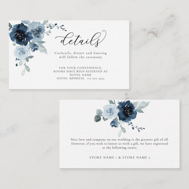 Details zu den Hochzeiten der Blauen Seestreitpara Begleitkarte (Vorne/Hinten)