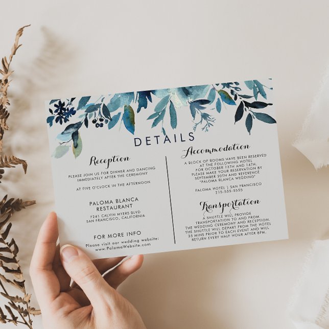 Details zu den Hochzeiten im klassischen Aquarell Begleitkarte (Von Creator hochgeladen)